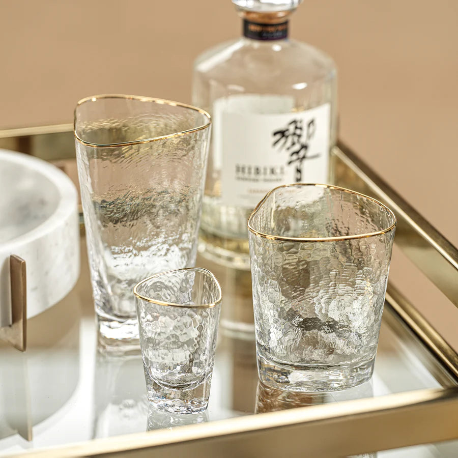 Aperitivo Triangular Shot Glass with Gold Rim