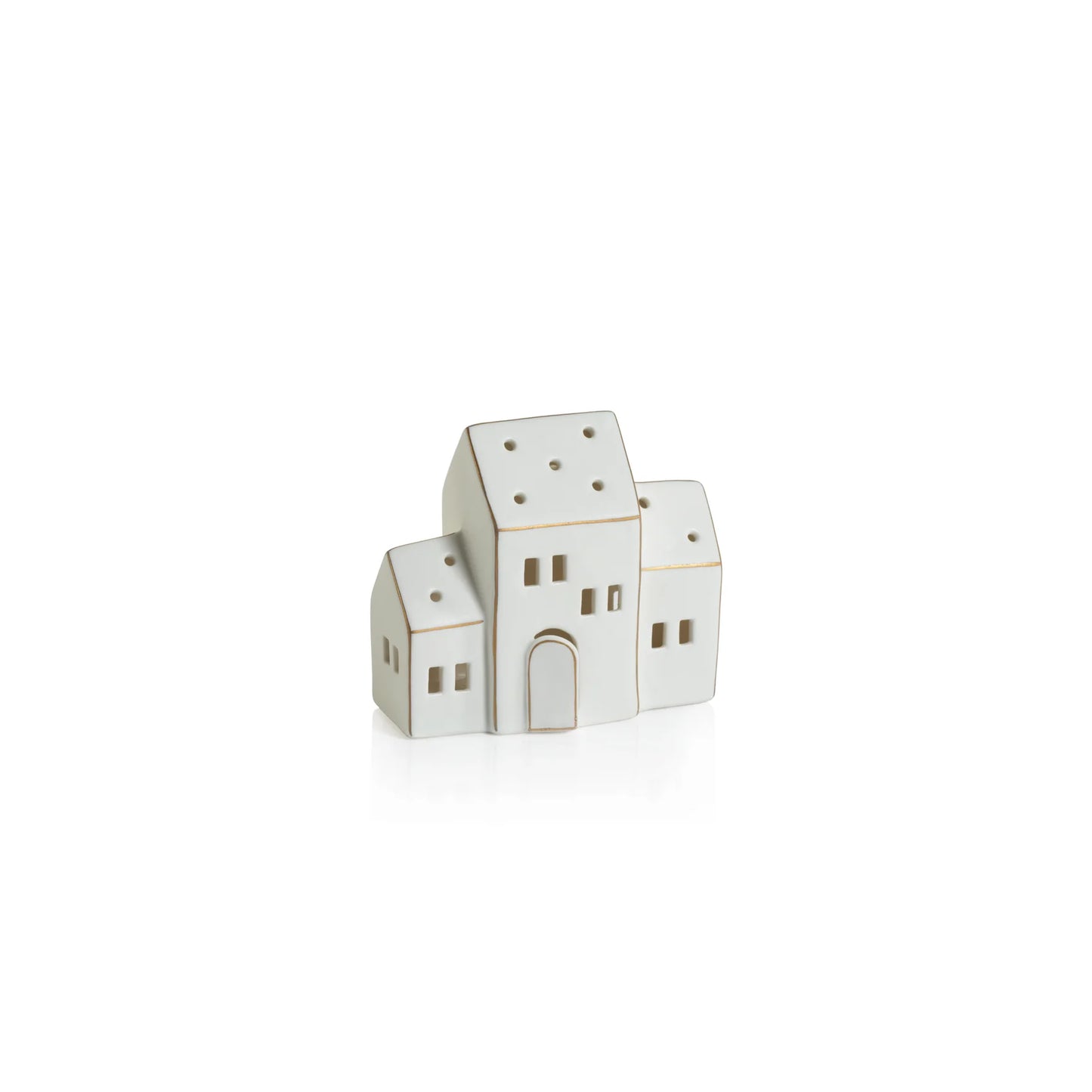 Zermatt LED porcelain house with gold trim