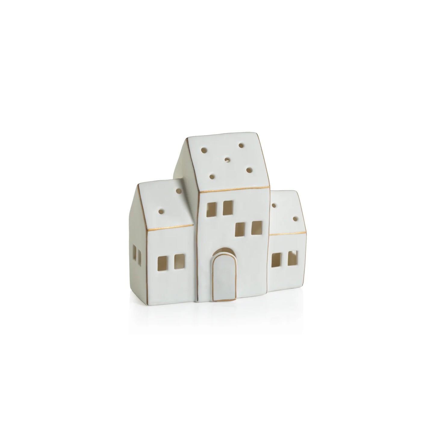 Zermatt LED porcelain house with gold trim