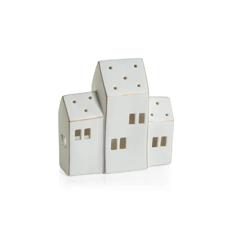 Zermatt LED porcelain house with gold trim