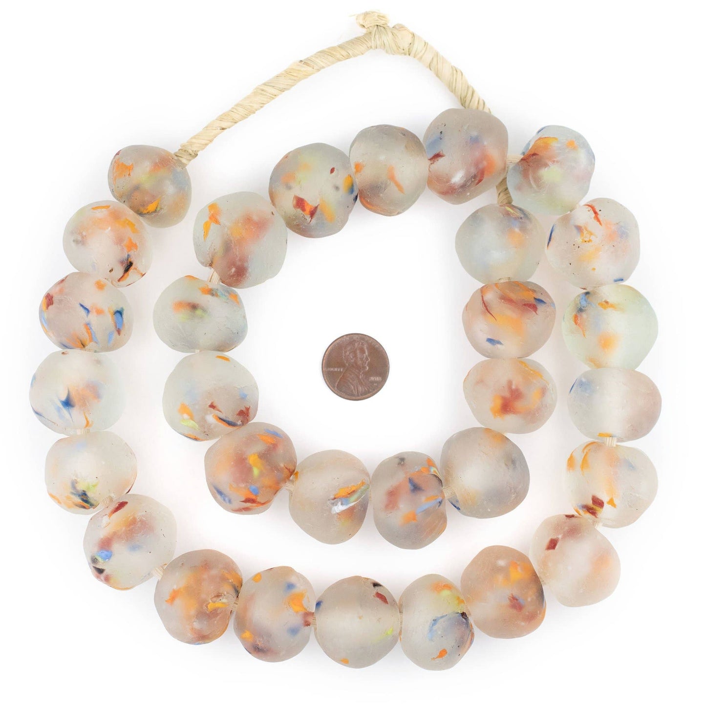 25mm Jumbo Rainbow Speckled Recycled Glass Beads