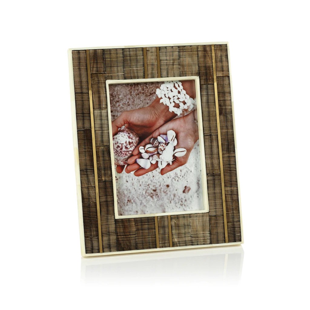 Dakar Shagrin Horn Photo Frame with Bone and Brass Inlay 5x7
