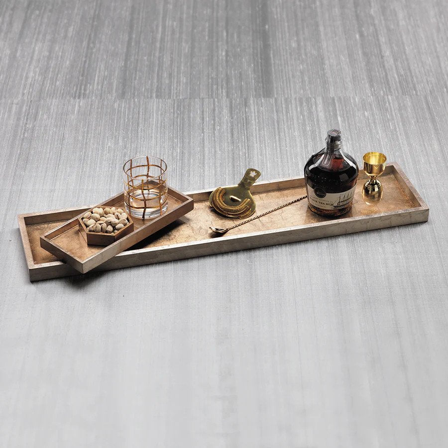 Antique Gold and Silver Serving Tray - Long