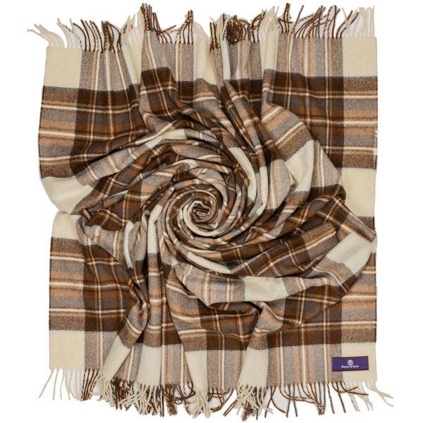 Highland Tartan Tweed Merino Wool Throw - Natural Dress