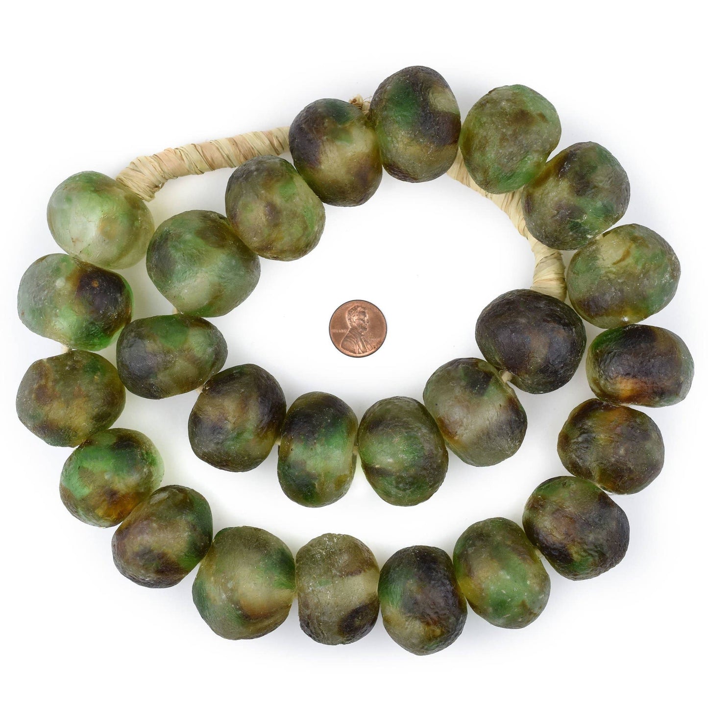 35mm Super Jumbo Earth Swirl Recycled Glass Beads