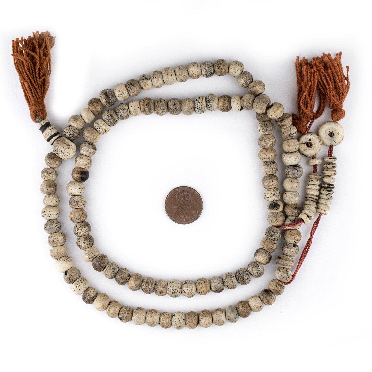 8mm Round Grey Himalayan Bone Mala Beads