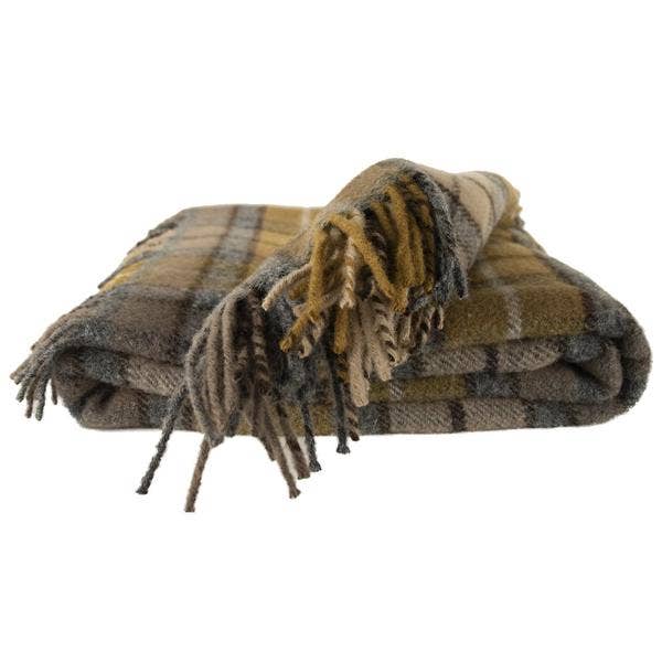 Highland Tartan Tweed Fluffy Throw - Natural Buchanan