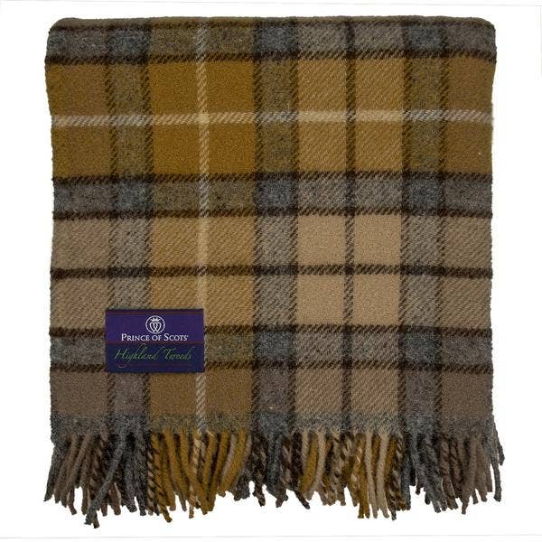 Highland Tartan Tweed Fluffy Throw - Natural Buchanan