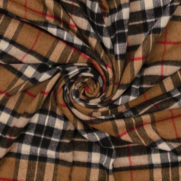 Highland Tartan Tweed Merino Wool Throw - Camel Thompson