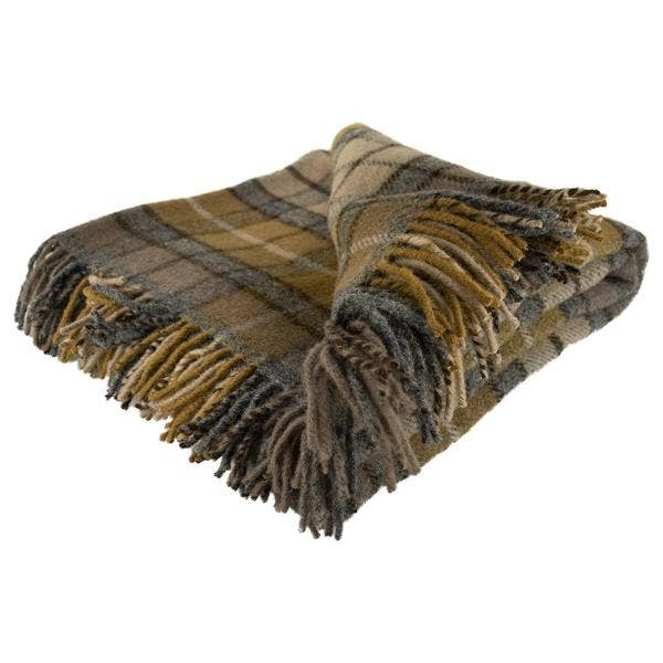 Highland Tartan Tweed Fluffy Throw - Natural Buchanan