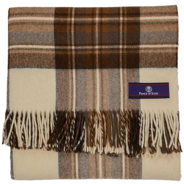 Highland Tartan Tweed Merino Wool Throw - Natural Dress