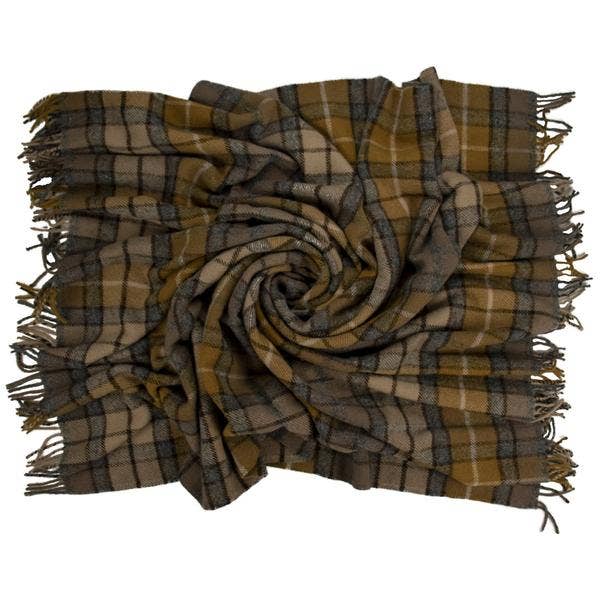 Highland Tartan Tweed Fluffy Throw - Natural Buchanan