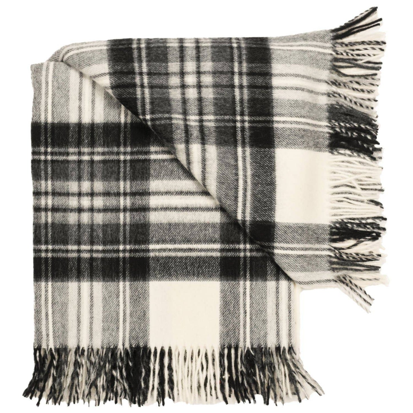 Highland Tartan Tweed Merino Wool Throw - Dress Grey Stewart