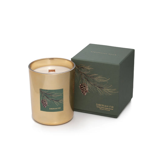 Siberian Fir Gold Wood Wick Candle in Gift Box