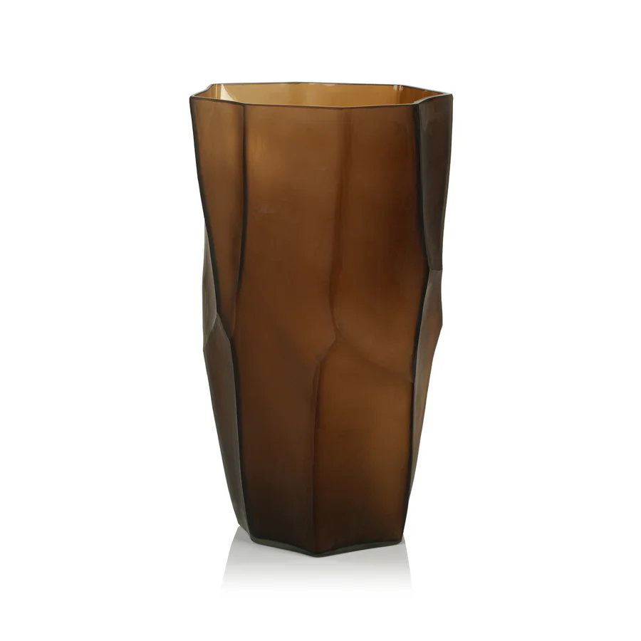 Sicilia Amber Glass Vase - Chocolate - Large