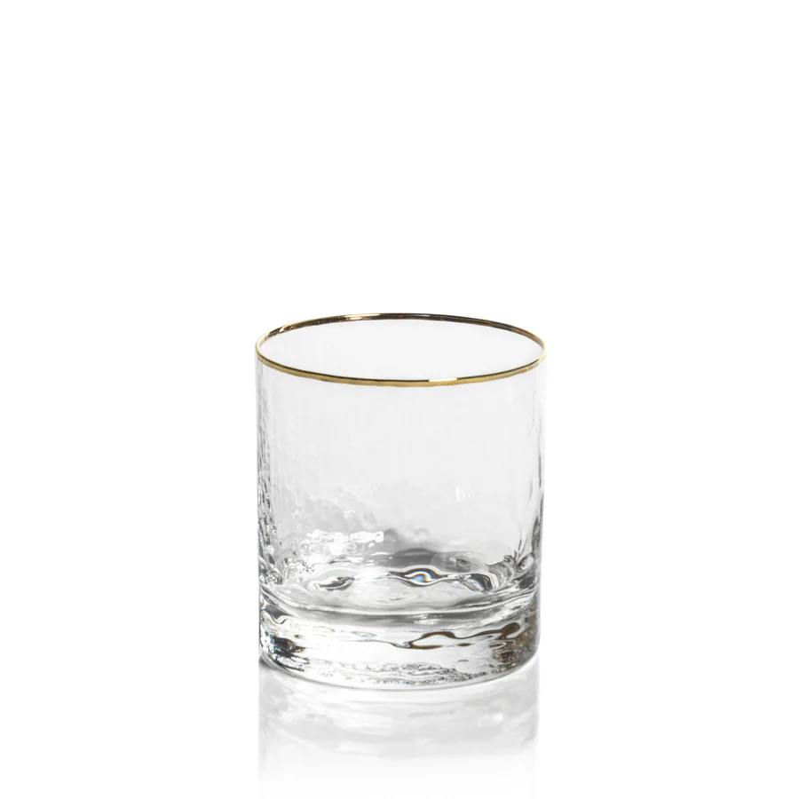 Negroni Hammered Glass - Clear with Gold Rim