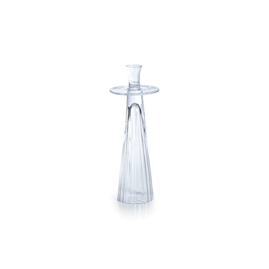 Tall Ribbed Glass Taper Holder