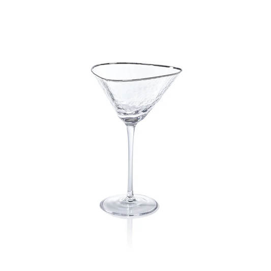 Aperitivo Triangular Martini Glass - Clear with Platinum Rim