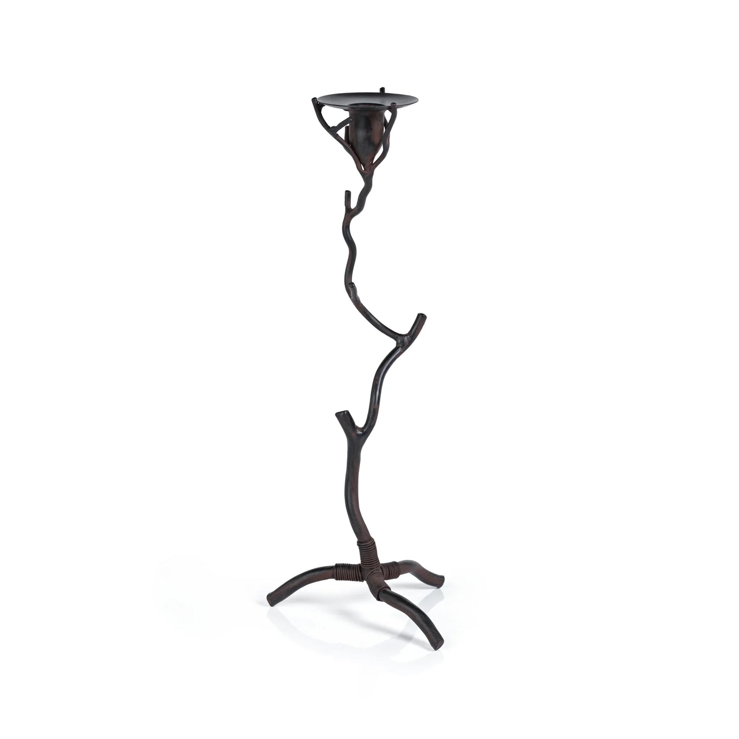 Twig Design Wrought Iron Candle Holder - Rust - Various Heights Available