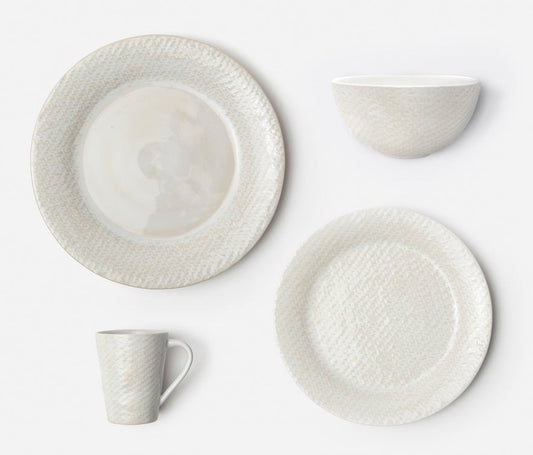 VIVIENNE Cream Patine Raffia Salad/Dessert Plate, set of 4