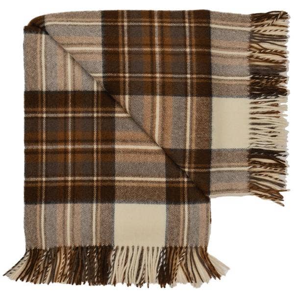 Highland Tartan Tweed Merino Wool Throw - Natural Dress