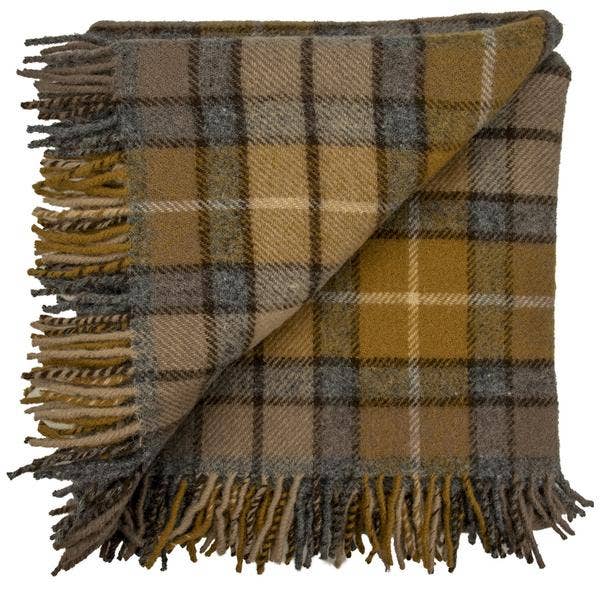 Highland Tartan Tweed Fluffy Throw - Natural Buchanan