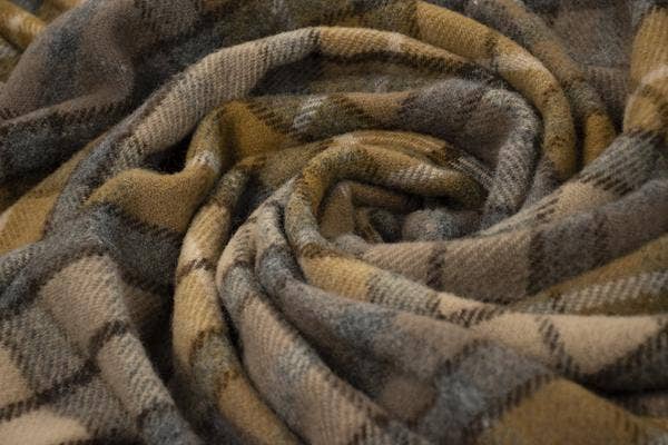 Highland Tartan Tweed Fluffy Throw - Natural Buchanan