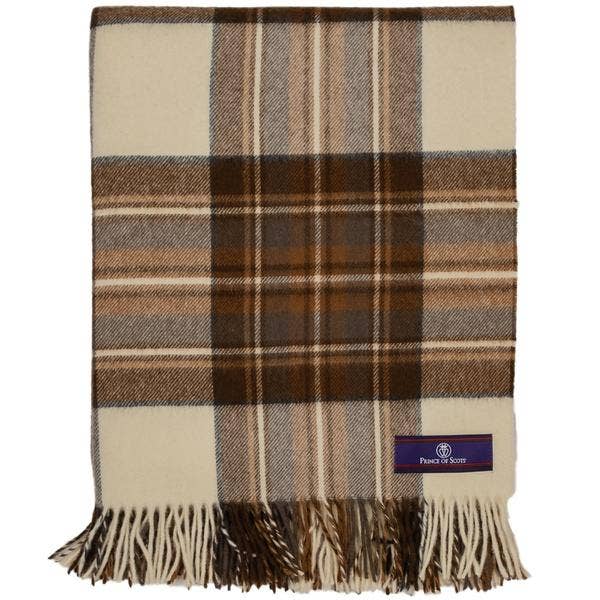 Highland Tartan Tweed Merino Wool Throw - Natural Dress