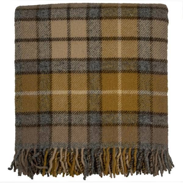 Highland Tartan Tweed Fluffy Throw - Natural Buchanan