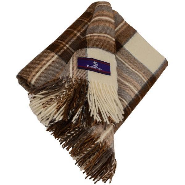 Highland Tartan Tweed Merino Wool Throw - Natural Dress