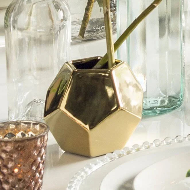 Faceted Vase- Gold- Small