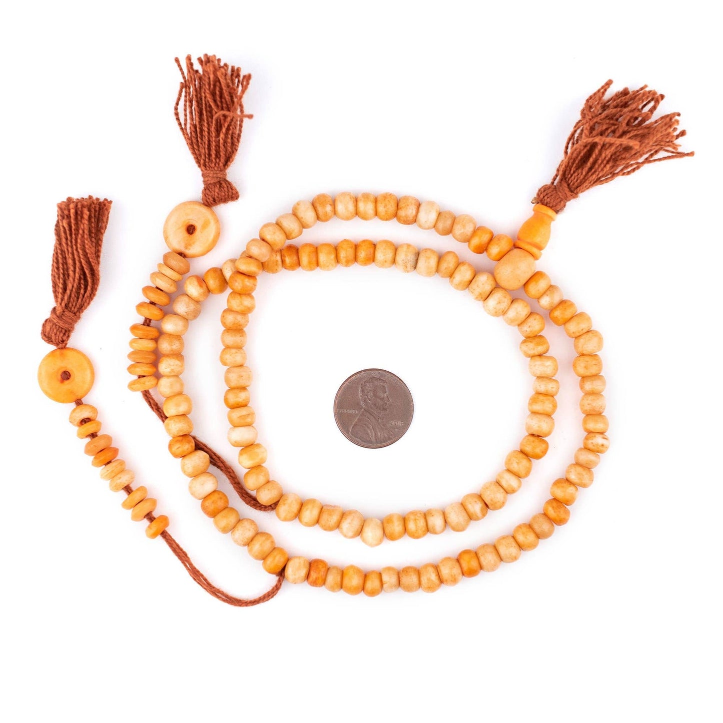 6mm Orange Rustic Bone Mala Beads