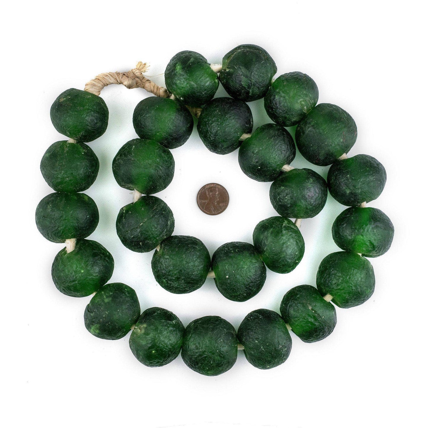 35mm Super Jumbo Green Recycled Glass Beads