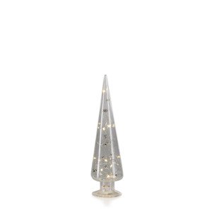 LED Glass Tree W/Silver Beads