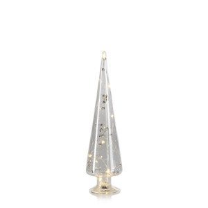 LED Glass Tree W/Silver Beads