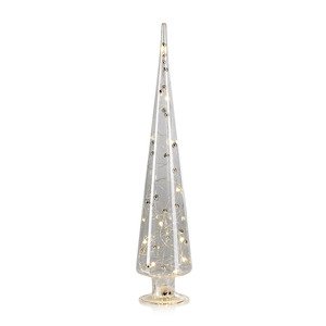 LED Glass Tree W/Silver Beads
