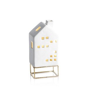 LED Ceramic House on Gold Metal Base