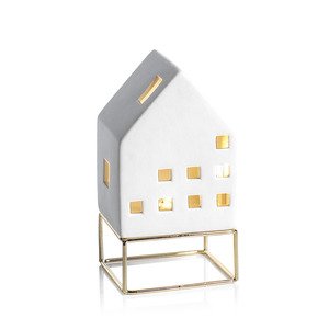 LED Ceramic House on Gold Metal Base