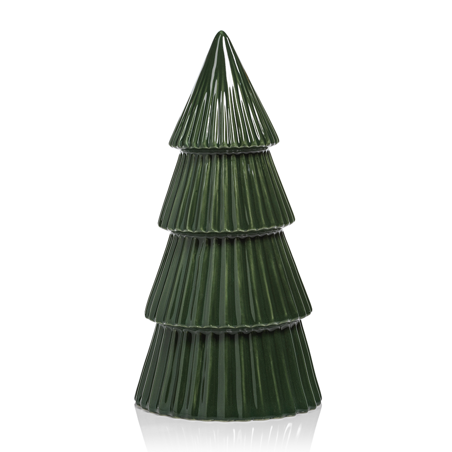 Ceramic Holiday Tree Glazed winter Green 10.25"