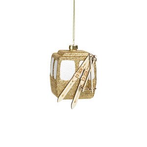 Golden Gondola with Skis Ornament