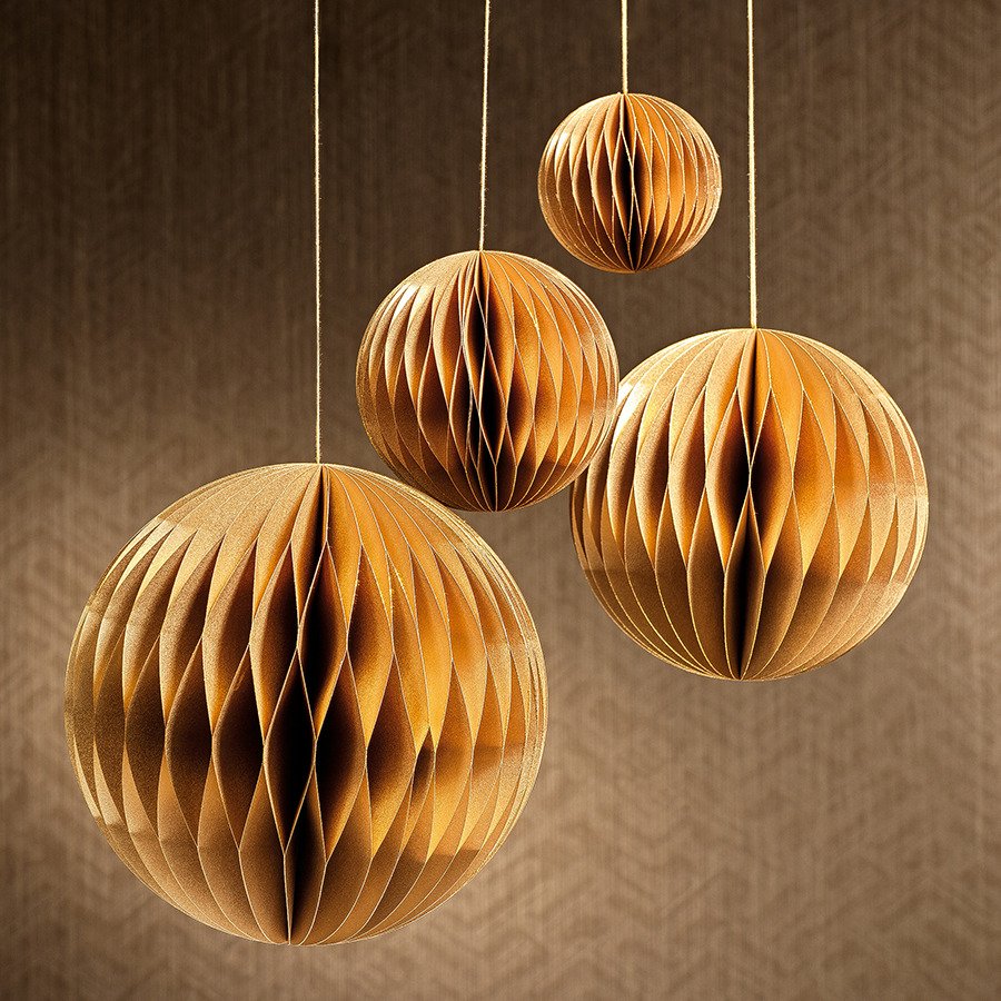 Wish Paper Decorative Ball Ornaments - Gold