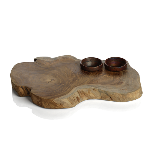 Bali Teak Serving Board with Condiment Bowls