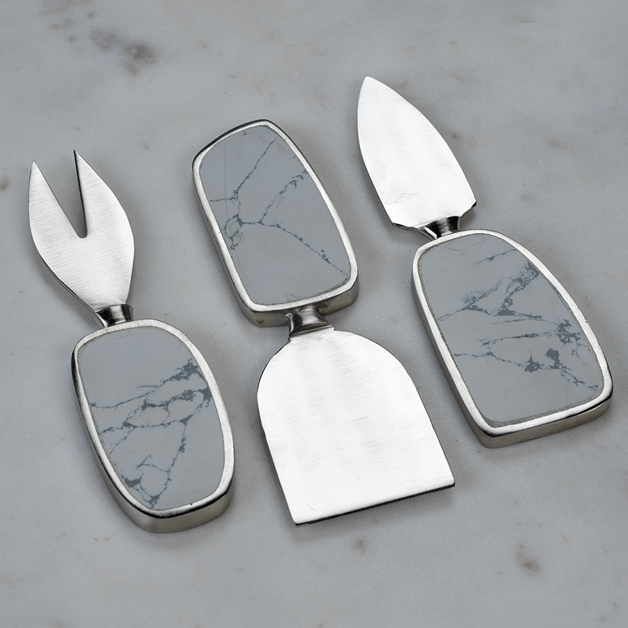 Amalfi Set of 3 Cheese Tools - White with Nickel