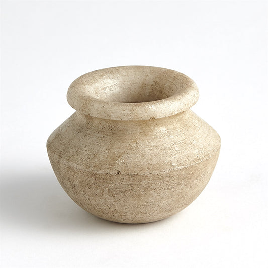 MARBLE VASE-ANTIQUED WHITE