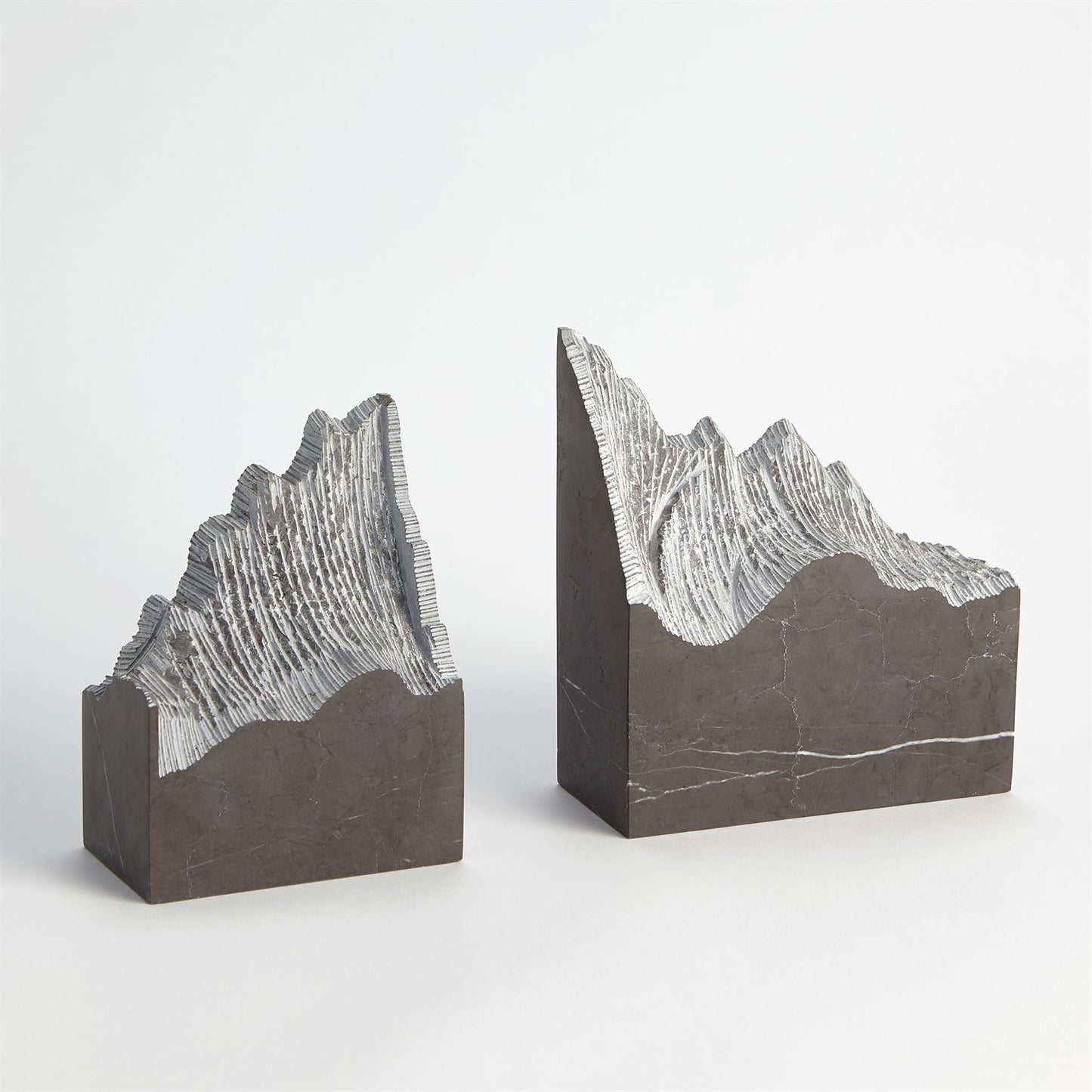 PAIR MOUNTAIN SUMMIT BOOKENDS-GREY MARBLE