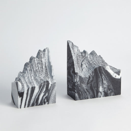 PAIR MOUNTAIN SUMMIT BOOKENDS-BLACK MARBLE