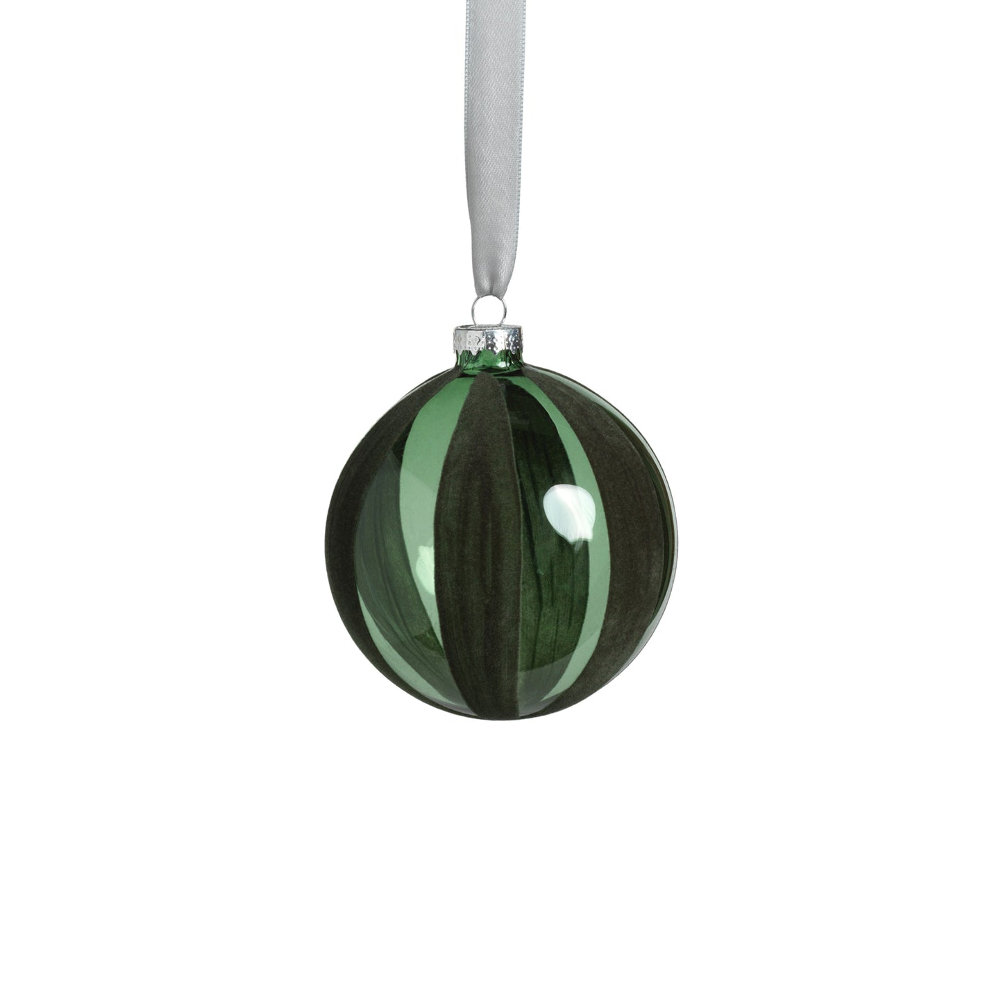 Flocked Green Glass Ornament 4.75"