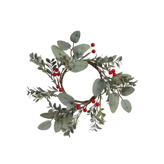 Eucalyptus / Mistletoe wreath with red berries