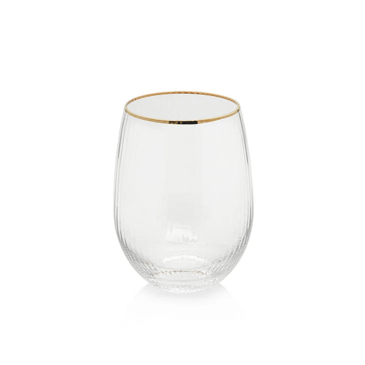 Optic Stemless All-Purpose Glass with Gold Rim