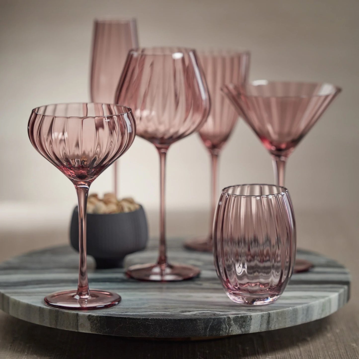 Madeleine Optic Glassware - Pink